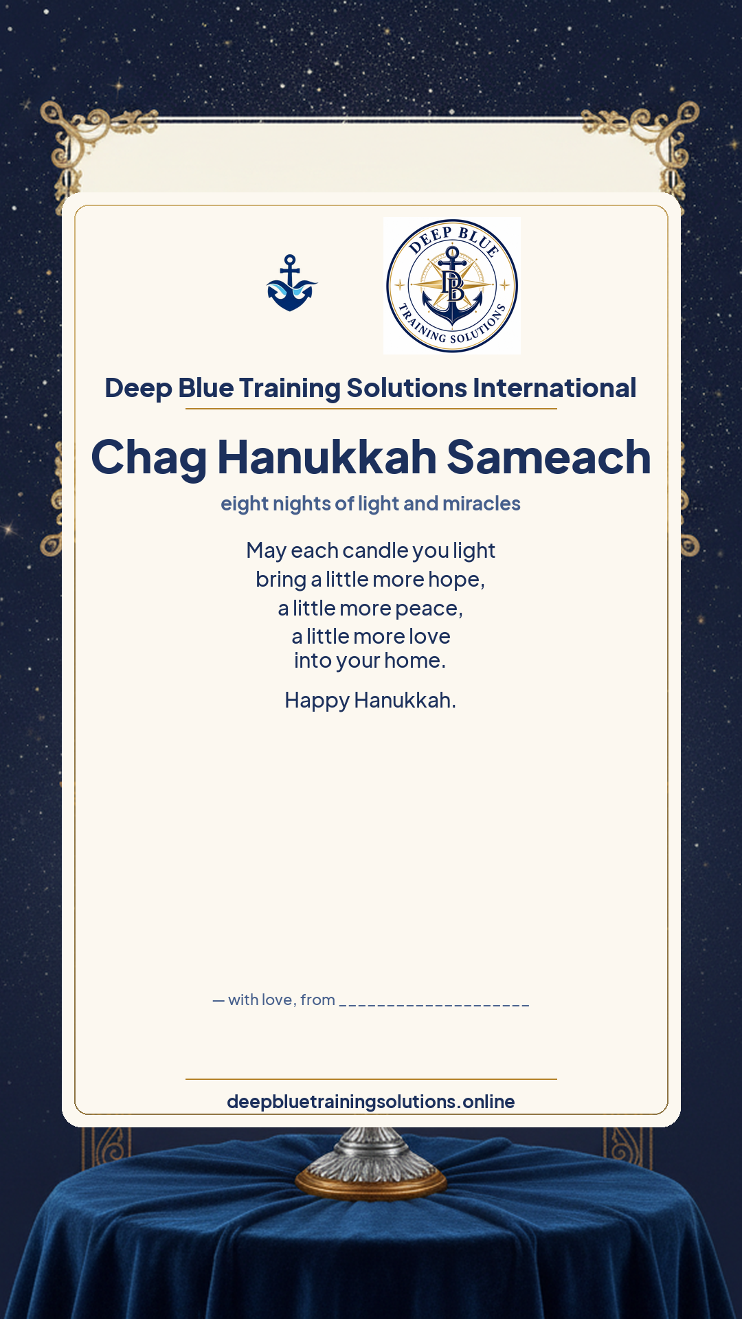 Hanukkah · Personalize card — Share with your own family — sign it yourself